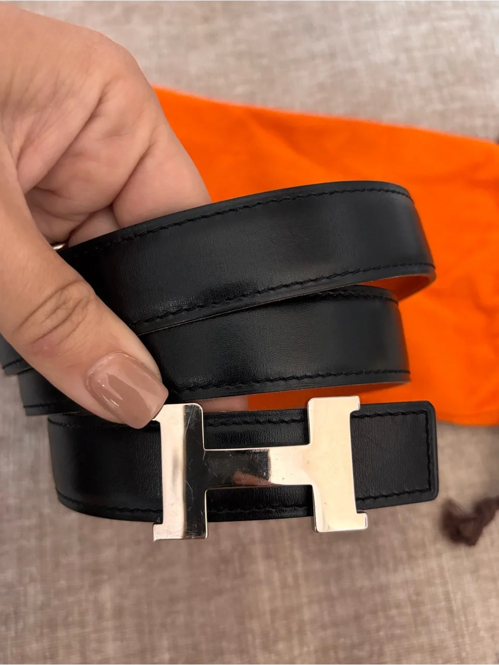 Hermes Constance H Belt Buckle 32mm Silver Hardware w/ Dust Bag Hermes Constance 32mm Silver H Black Brown Reversible Belt  main image 3